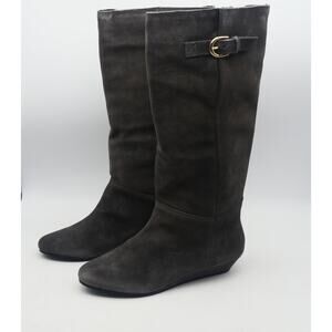 NEW Steve Madden Women's 9 Intyce Tall Wedge Boots Dark Gray Suede